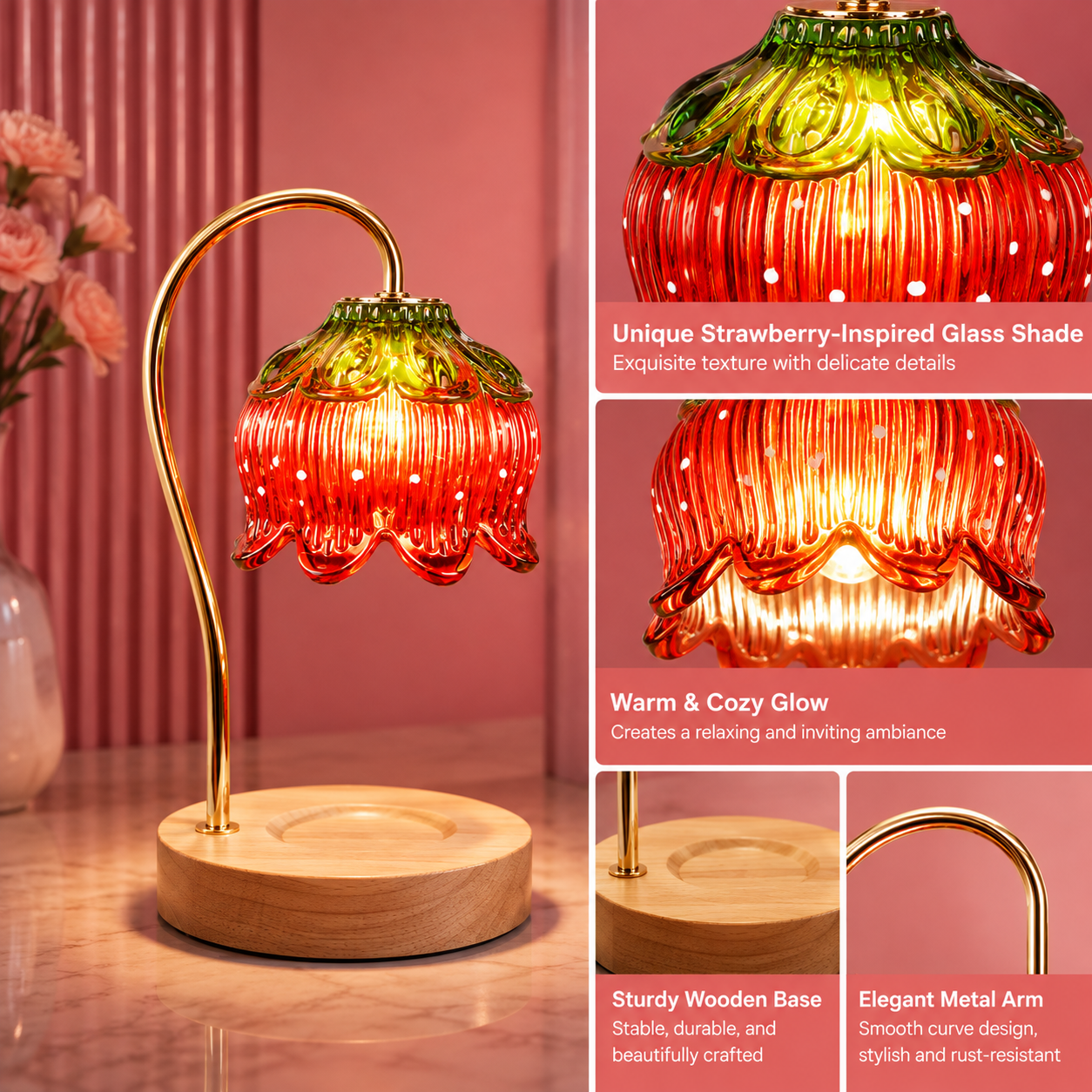 Wood • Gold • Strawberry