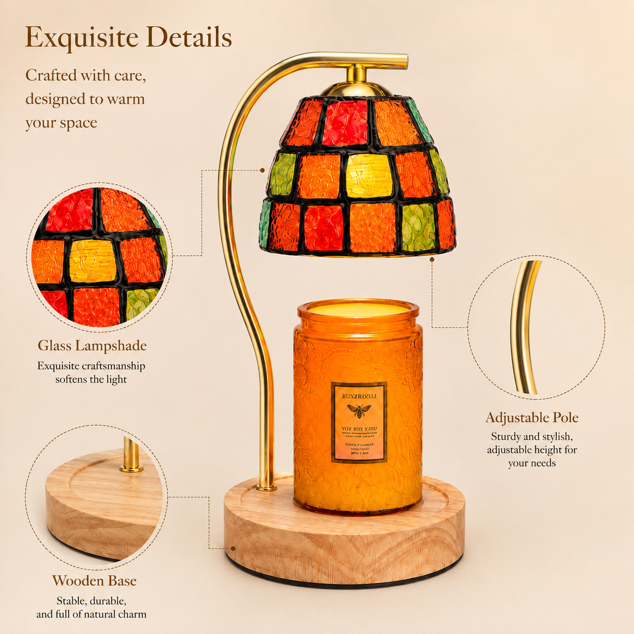 Wood • Gold • Stained Grid