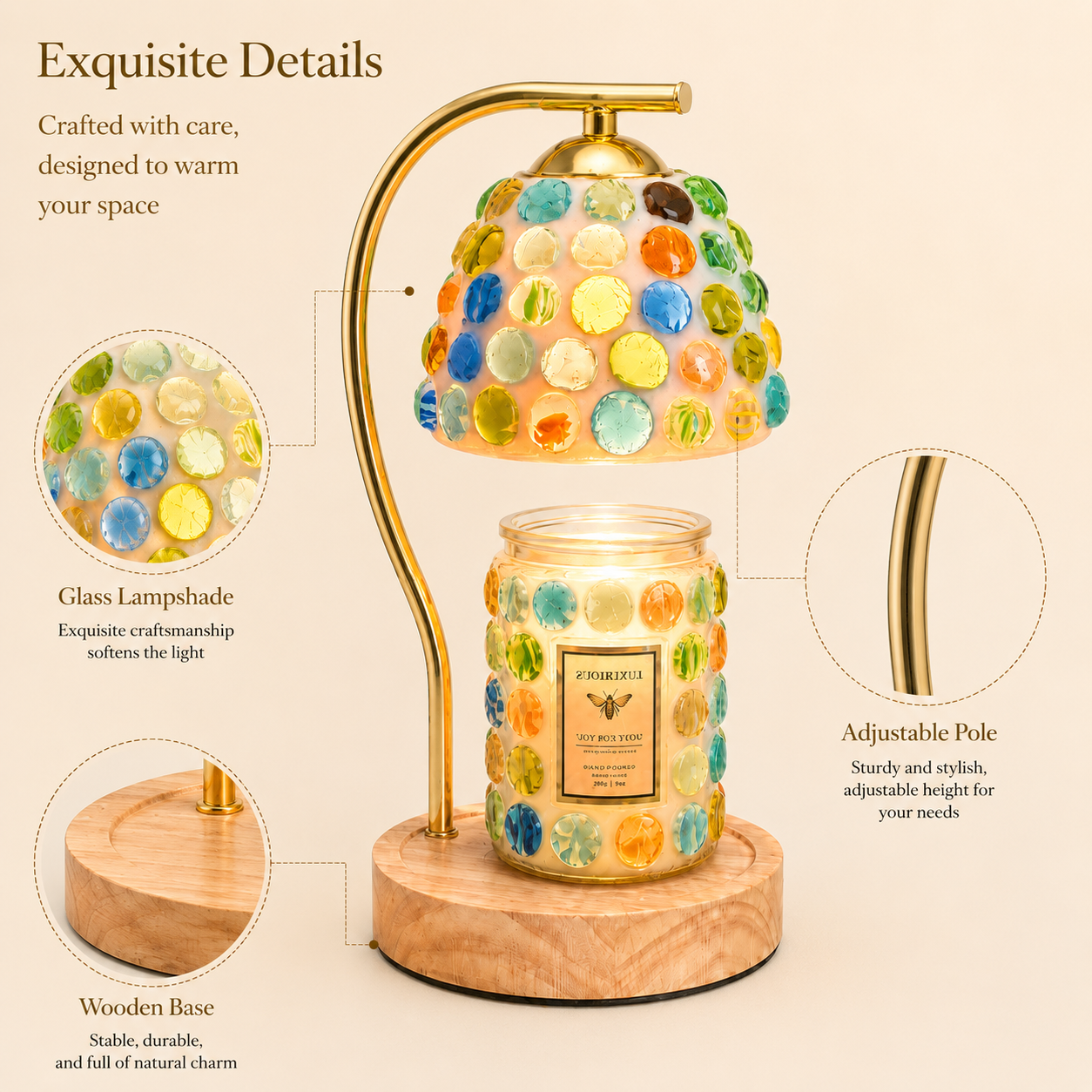 Wood • Gold • Color Bead